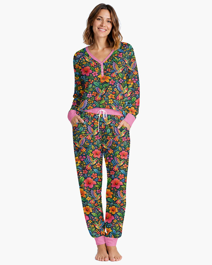 Hummingbird Paradise Bamboo Women Pajama Set