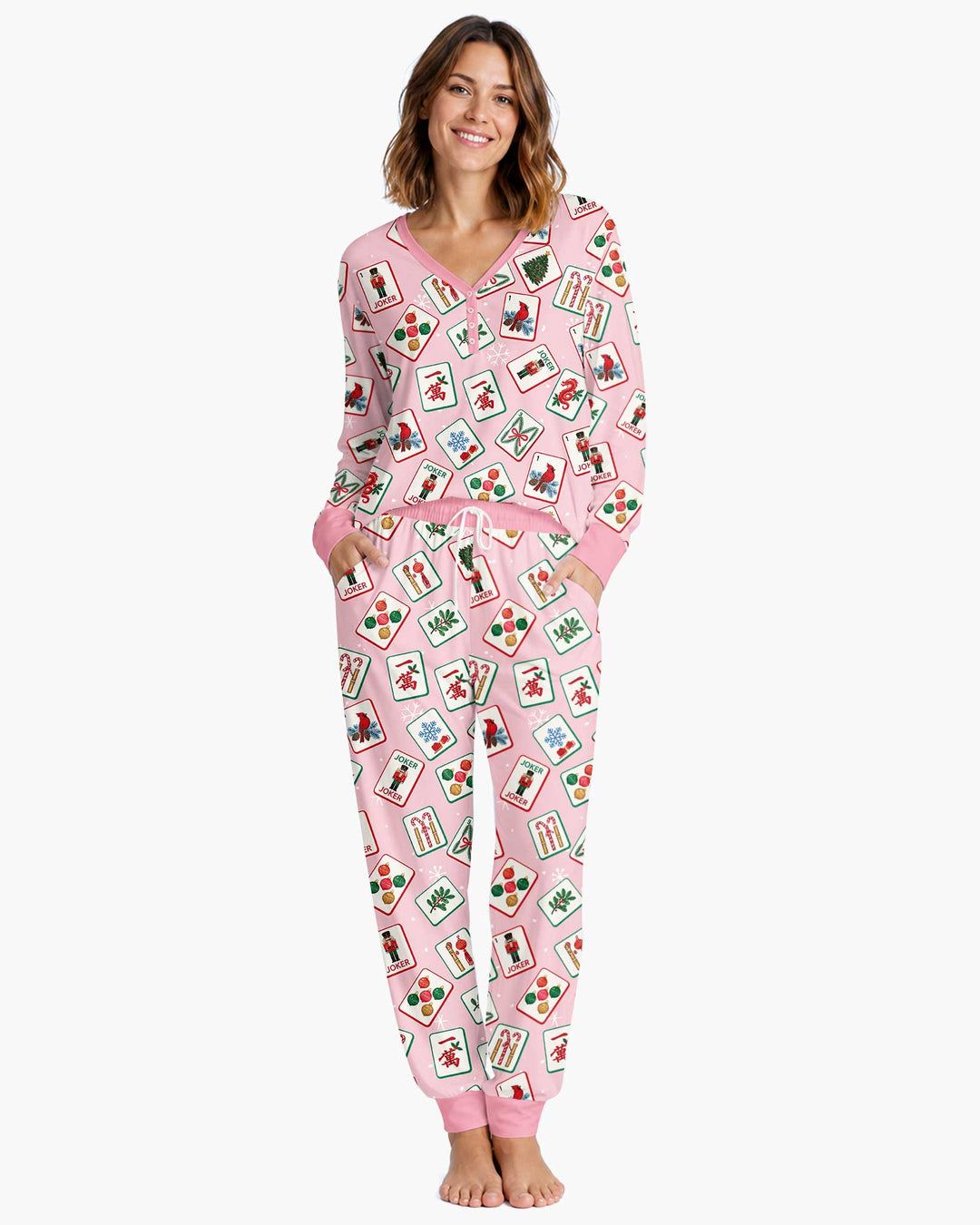 Christmas Mahjong  Bamboo Women Pajama Set