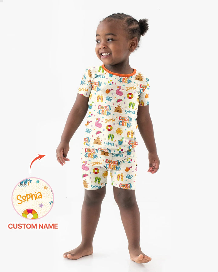 Schlafanzug-Set zweiteilig, kurze Ärmel, kurze Hose, Bambus