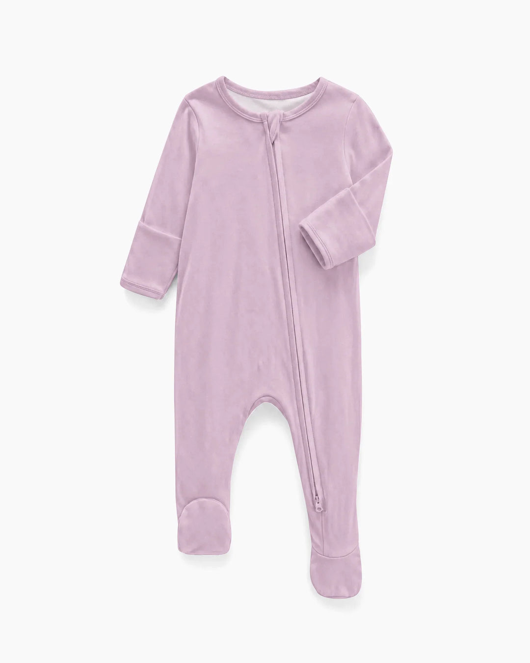 Solid Color Bamboo Zippered Footie Romper