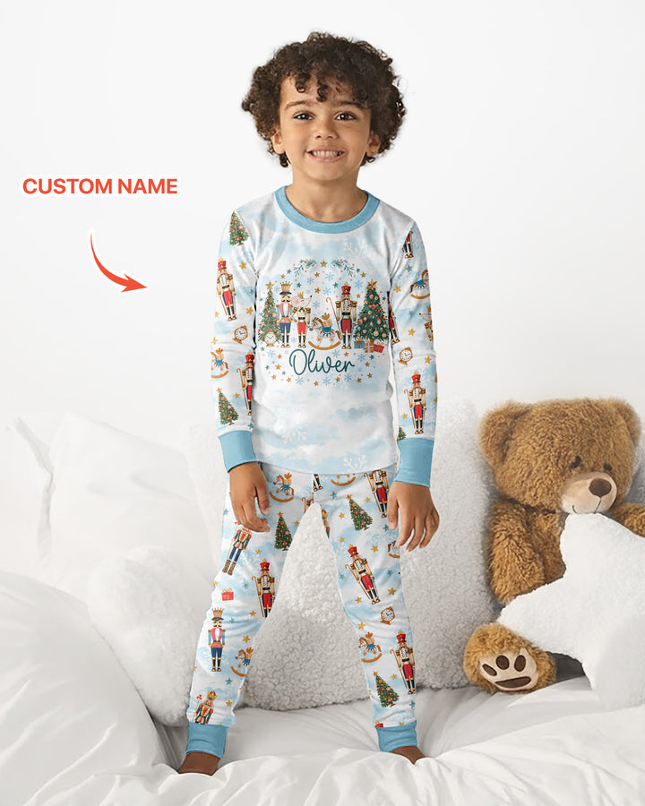 Nutcracker And Ballerina Custom Name Bamboo Two Piece Long Sleeve Pajama Set