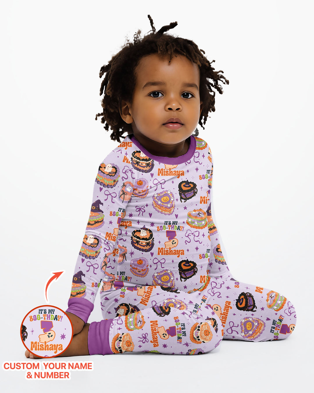 Custom Halloween Birthday Bamboo Two Piece Long Sleeve Pajama Set
