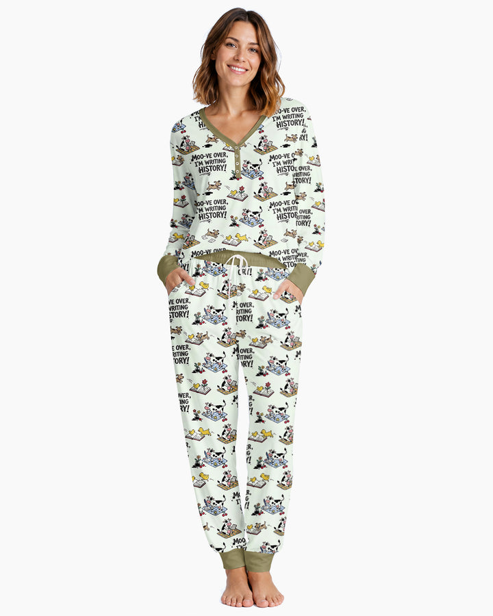 Writing Moo History Bamboo Women Pajama Set