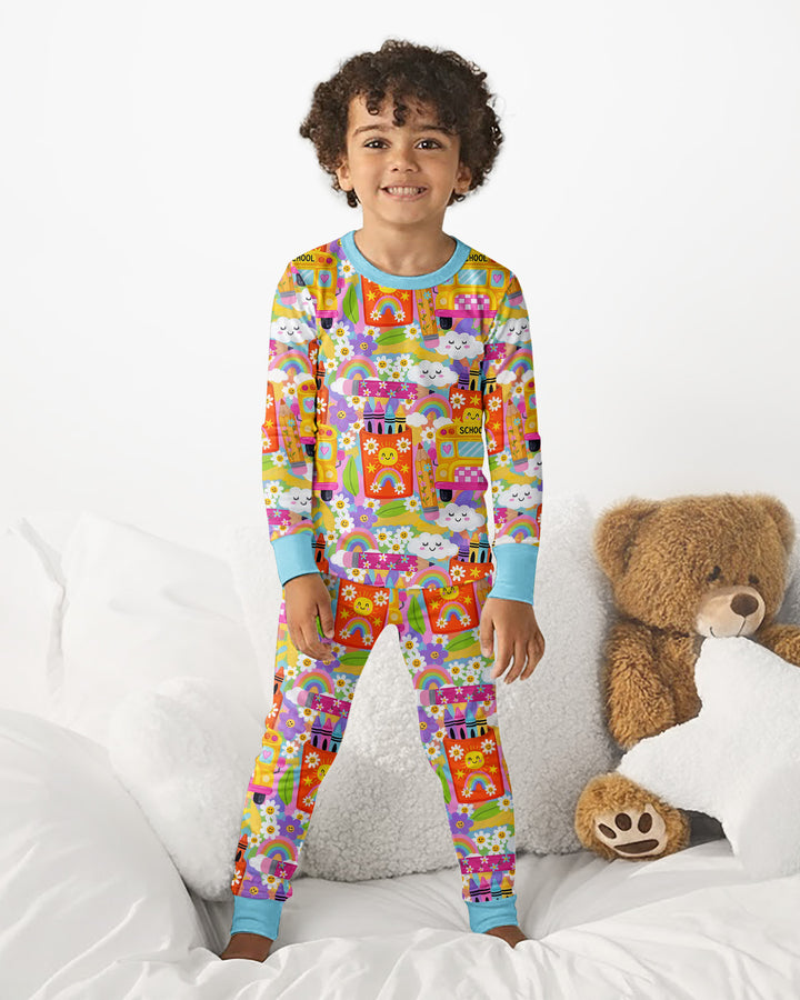 Zweiteiliges Langarm-Pyjama-Set mit Sommerfrüchten