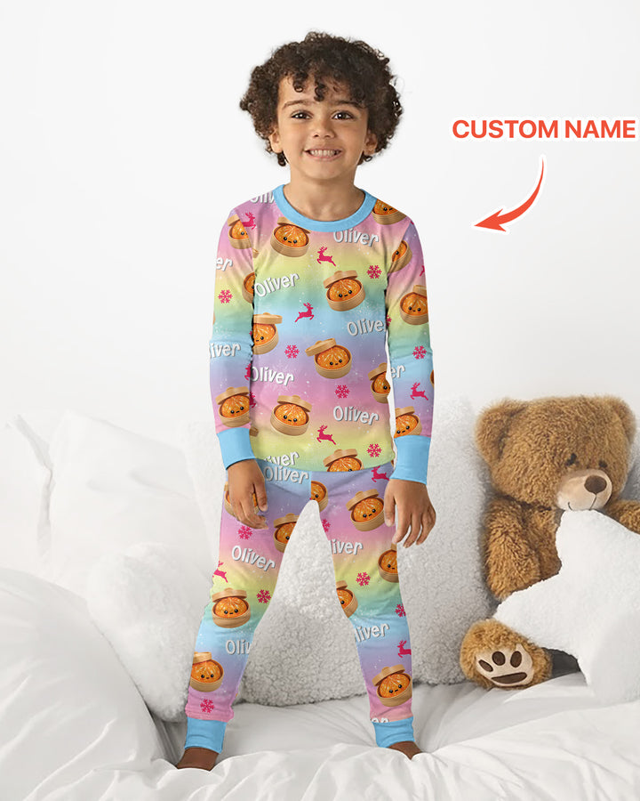 Christmas Cutie Dumpling Bamboo Two Piece Long Sleeve Pajama Set