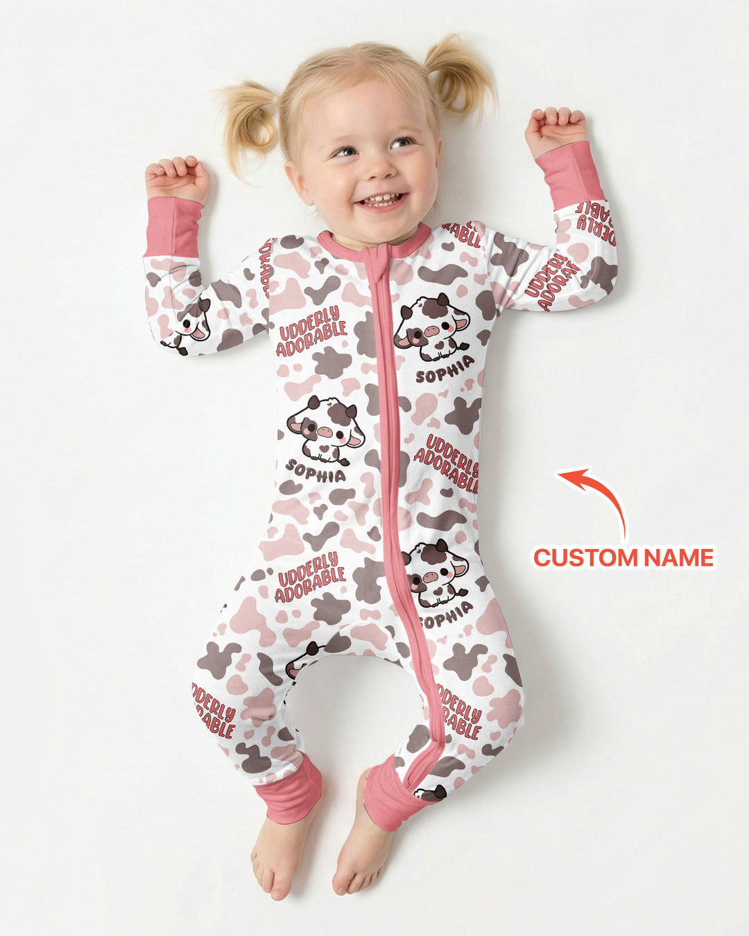 Udderly Adorable Custom Name Bamboo Convertible Zippy
