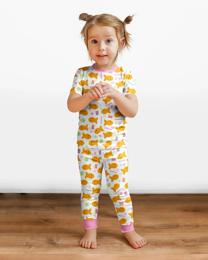 Cheesy Fishies Family Matching Bamboo Two Piece Short Sleeve Pajama Set