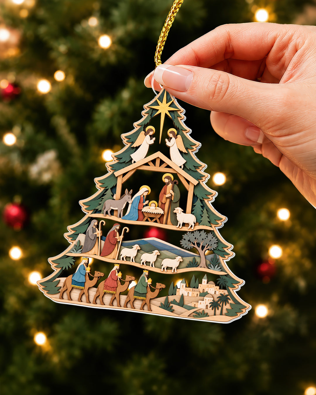 Nativity Scene Tree Acrylic Ornament