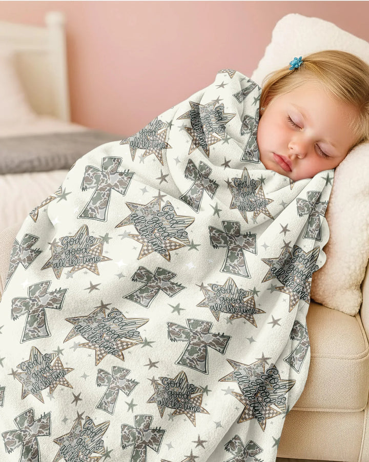 Camo God is Good Family Matching Bamboo Blanket