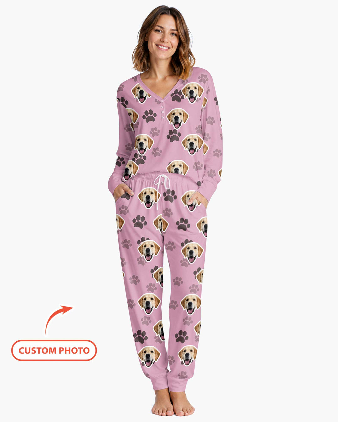 Personalized Dog & Cat Photo Bamboo Women Pajama Set