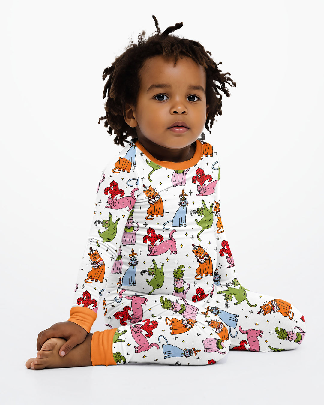 Whimsical Cats Bamboo Two Piece Long Sleeve Pajama Set