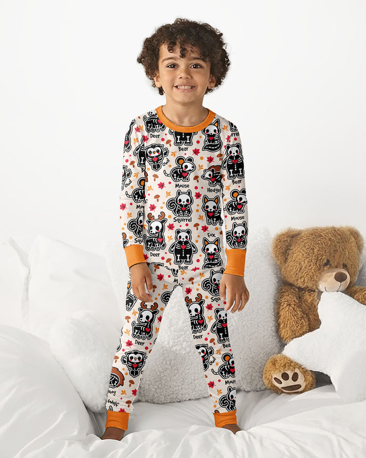 Autumn Charm Skeleton Cute Pet Bamboo Two Piece Long Sleeve Pajama Set