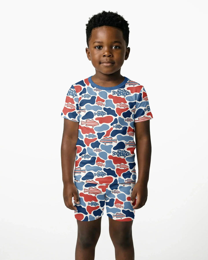 Template Zweiteiliges Pyjama-Set mit kurzen Ärmeln und Shorts