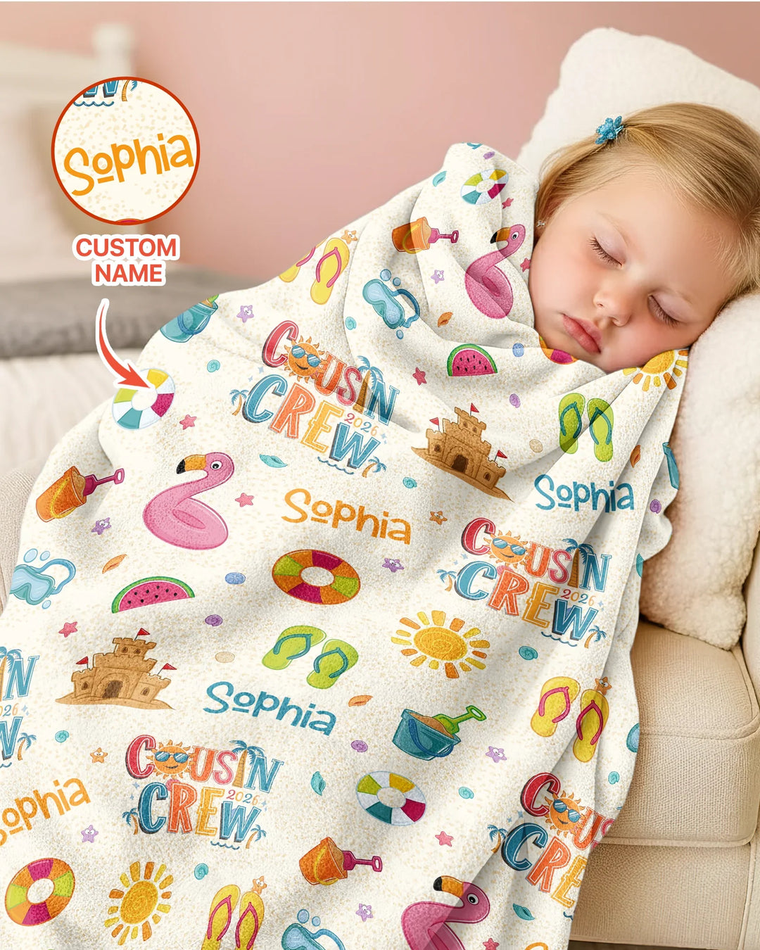 Custom Name Summer 2026 Cousin Crew Bamboo Blanket