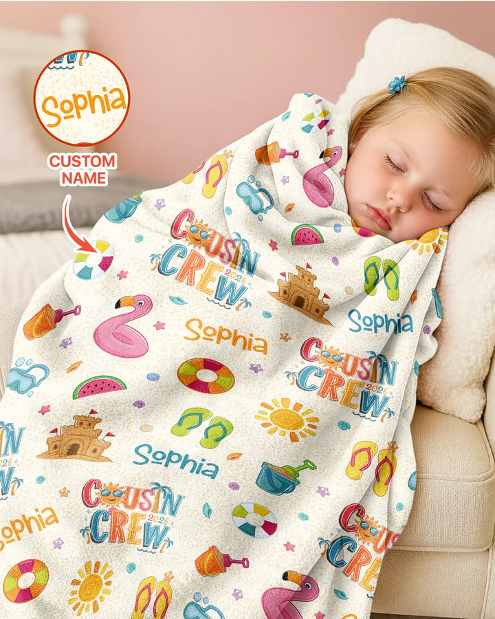 Custom Name Summer 2026 Cousin Crew Bamboo Blanket