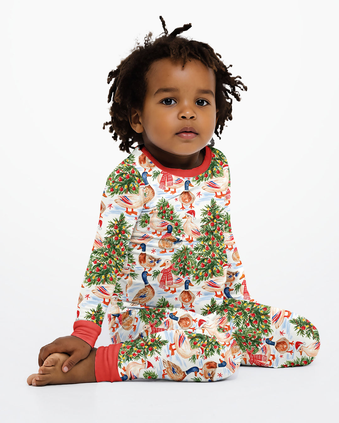 Christmas and Duck Bamboo Two Piece Long Sleeve Pajama Set