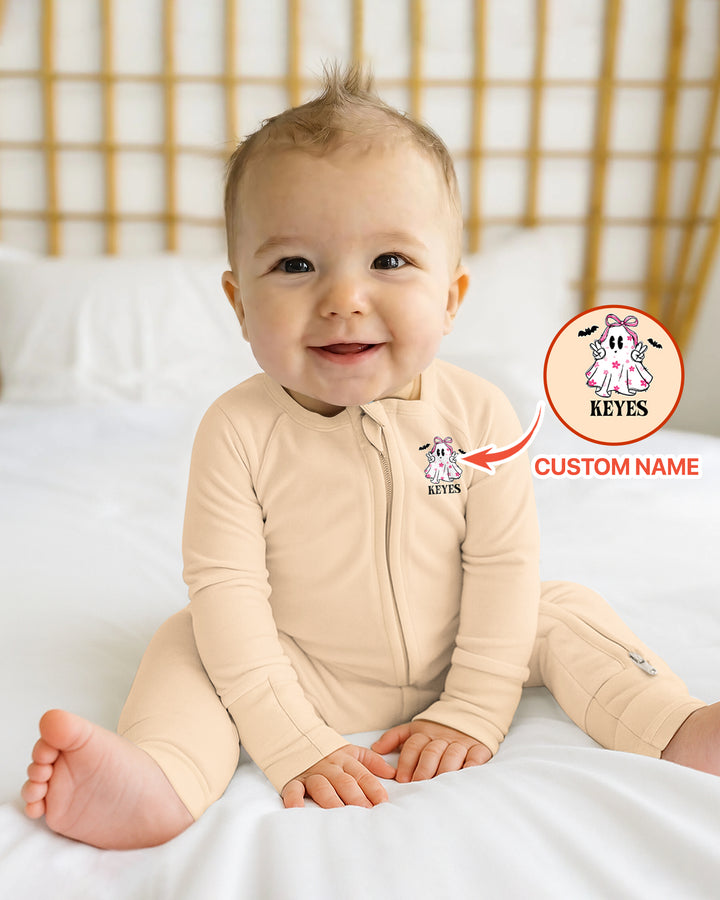 Personalized My First Halloween Pink Coquette Ghost Girl Bamboo Convertible Zippy