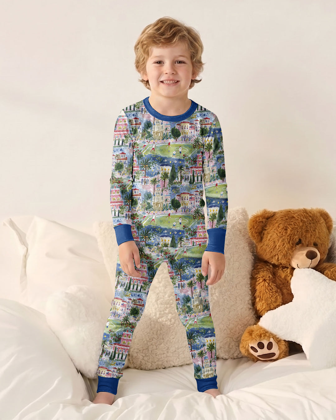 Zweiteiliges Langarm-Pyjama-Set mit Sommerfrüchten