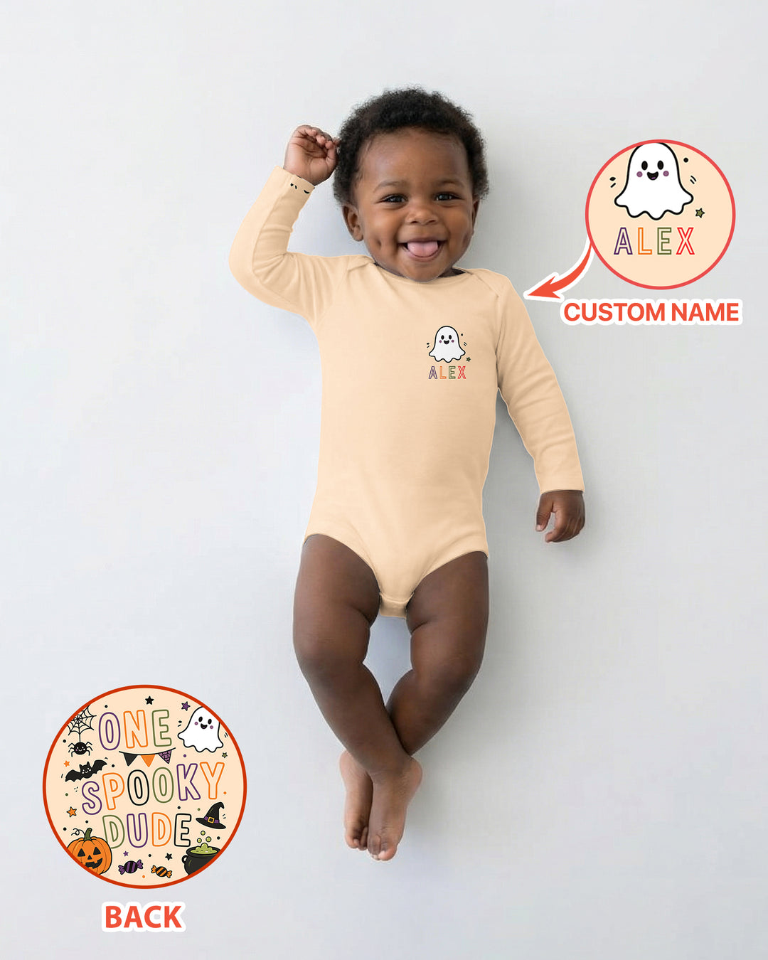 Custom Name Halloween 1st Birthday Bamboo Bodysuit