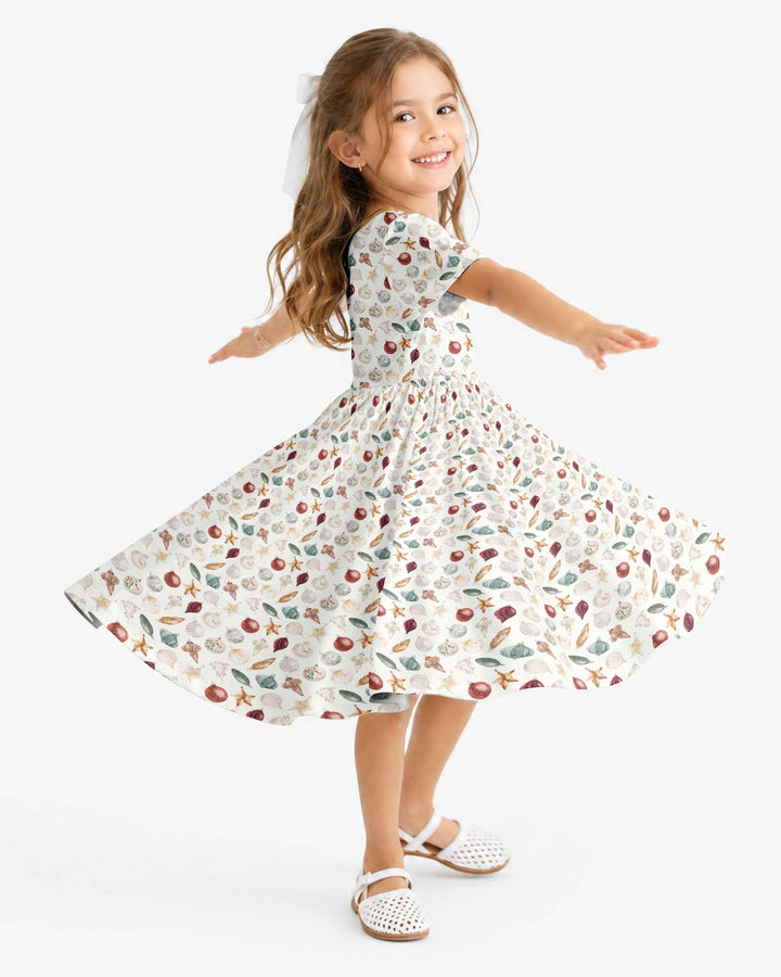 Watercolor Christmas Ornaments Bamboo Twirl Dress