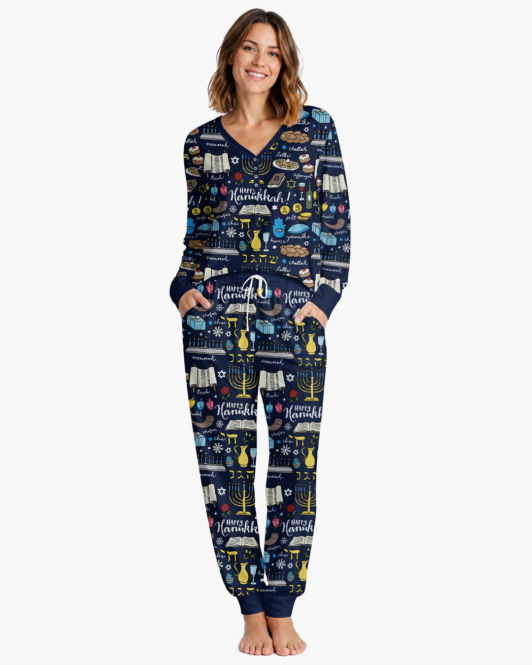 Happy Hanukkah 2026 Bamboo Women Pajama Set