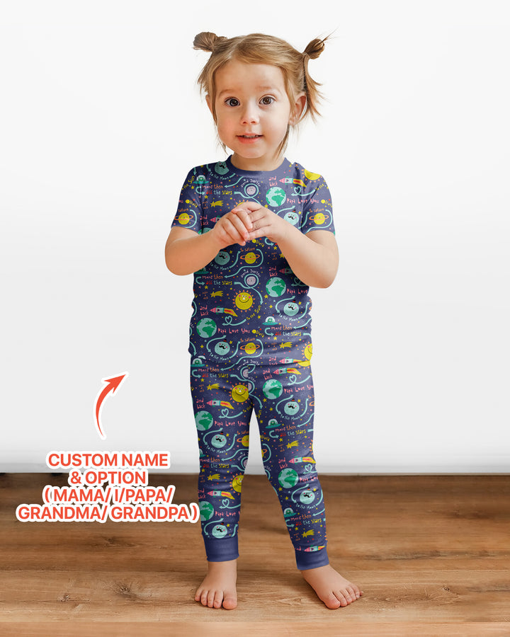 Love to the Moon and Back  Bamboo Two Piece Short Sleeve Pajama Set