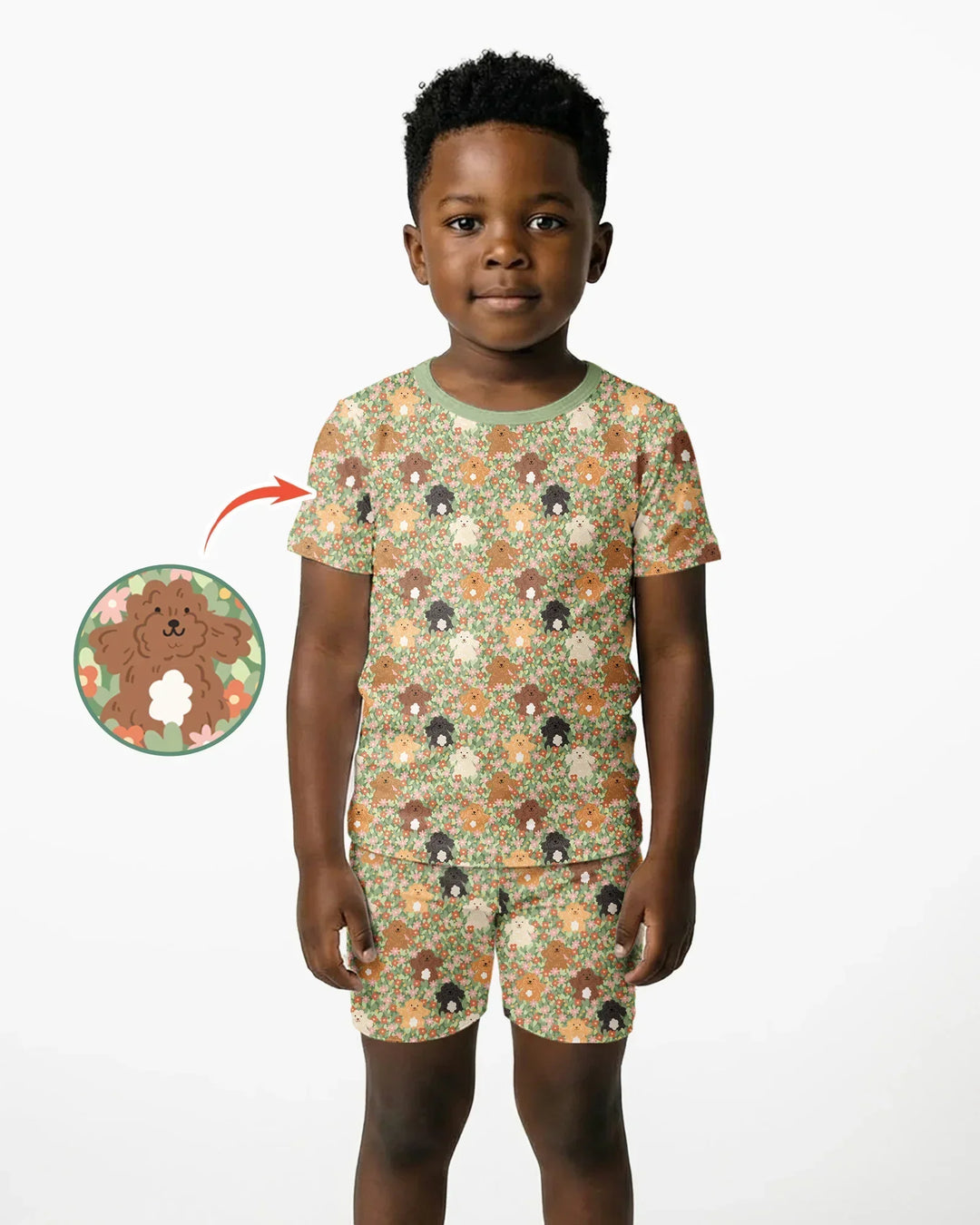 Template Zweiteiliges Pyjama-Set mit kurzen Ärmeln und Shorts