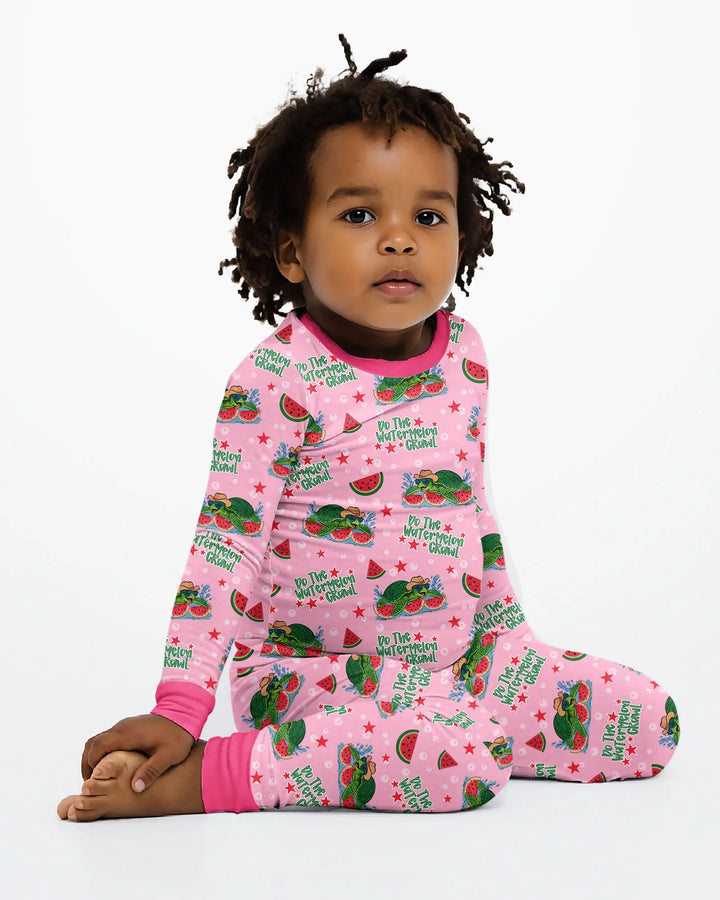 Watermelon Turtle Family Matching Bamboo Two Piece Long Sleeve Pajama Set