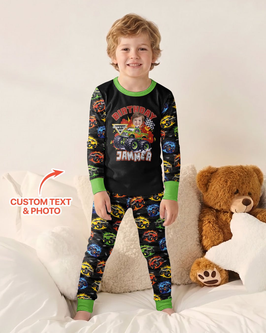 Birthday Truck Rally Bamboo Two Piece Long Sleeve Pajama Set