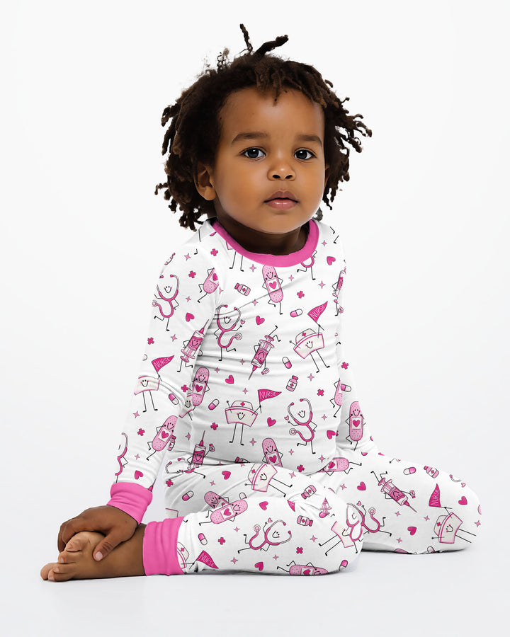 Zweiteiliges Langarm-Pyjama-Set mit Sommerfrüchten
