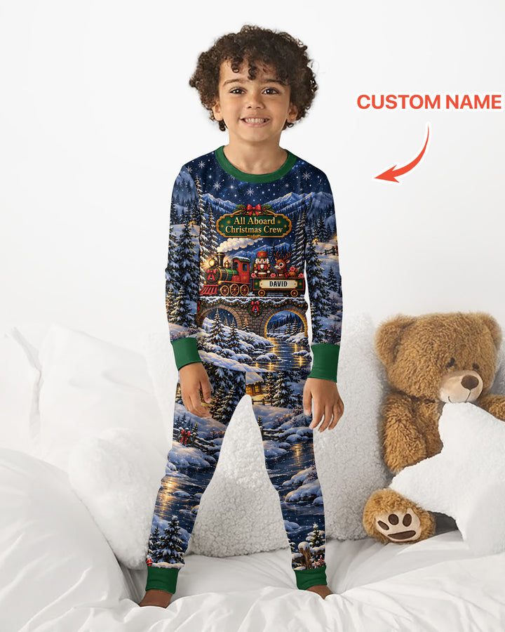 All Aboard Christmas Crew Bamboo Two Piece Long Sleeve Pajama Set