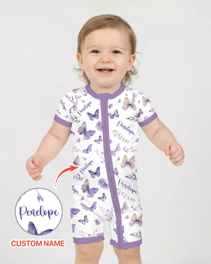 Custom Name Lilac Bloom Bamboo Shorty Zippy