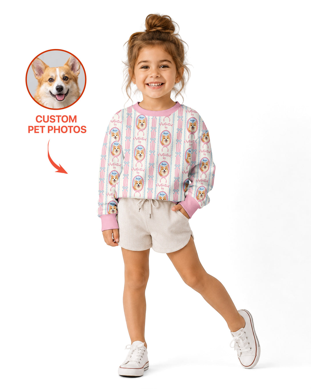 Custom Coquette Pet Photo Little Protector Bamboo Crewneck Sweatshirt