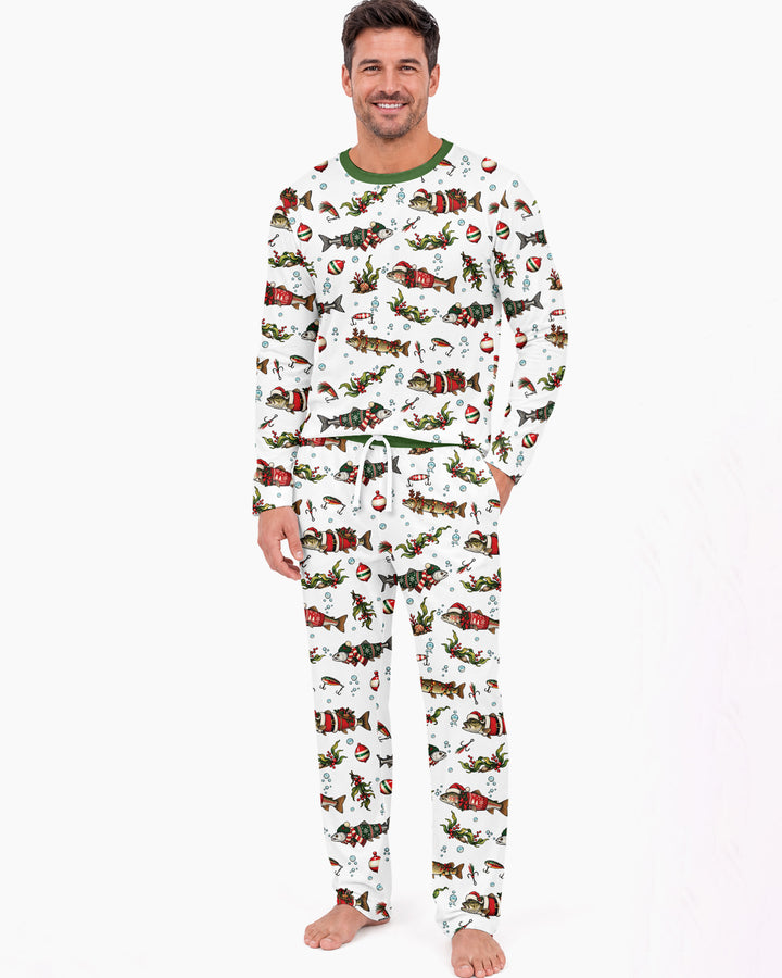 Christmas Trout Fishing Bamboo Men's Pajama Set