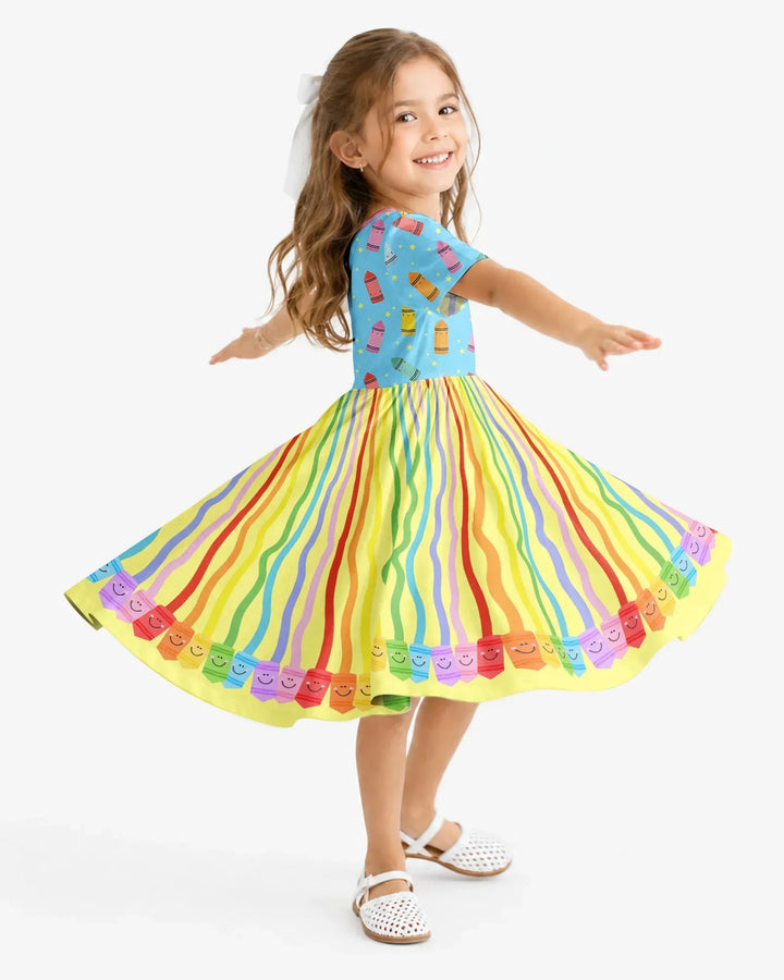 Happy Crayon Friends Bamboo Twirl Dress