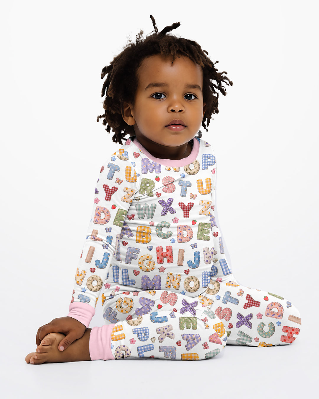 Fabric Alphabet Letters Bamboo Two Piece Long Sleeve Pajama Set