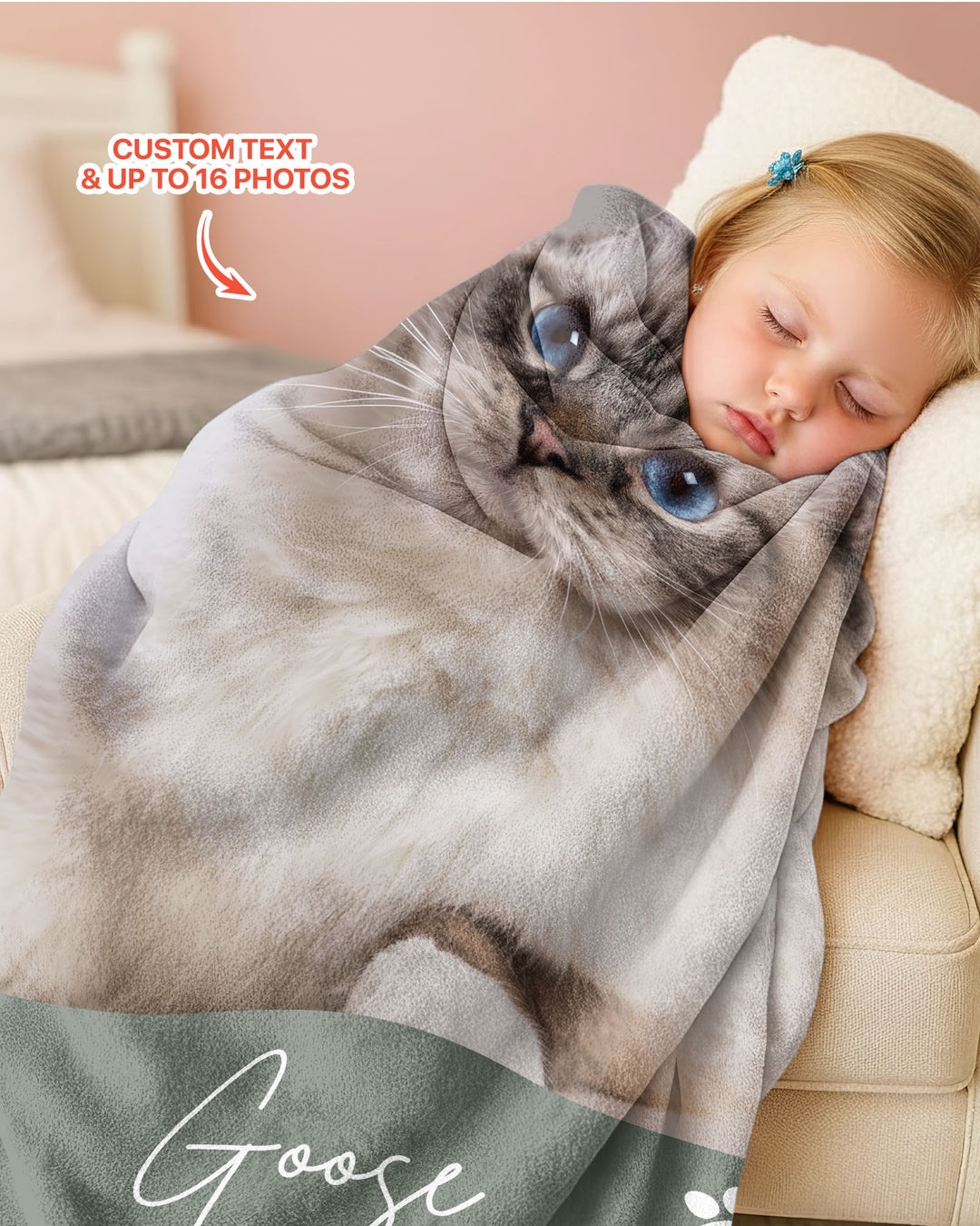 Custom Pet Photo Collage Bamboo Blanket