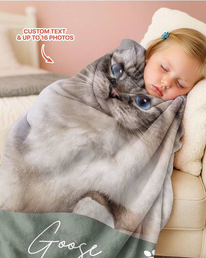 Custom Pet Photo Collage Bamboo Blanket