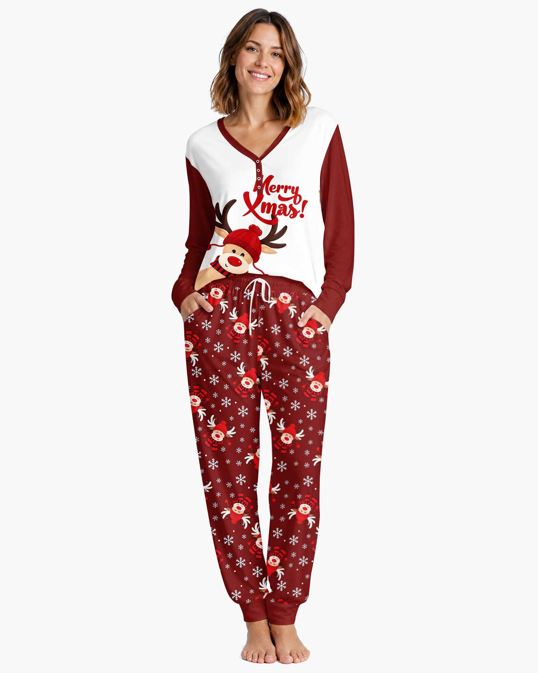 Merry Reindeer Nights Bamboo Women Pajama Set