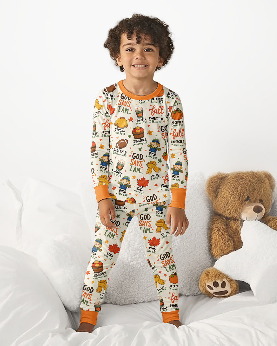 God says I am FALL Bamboo Two Piece Long Sleeve Pajama Set
