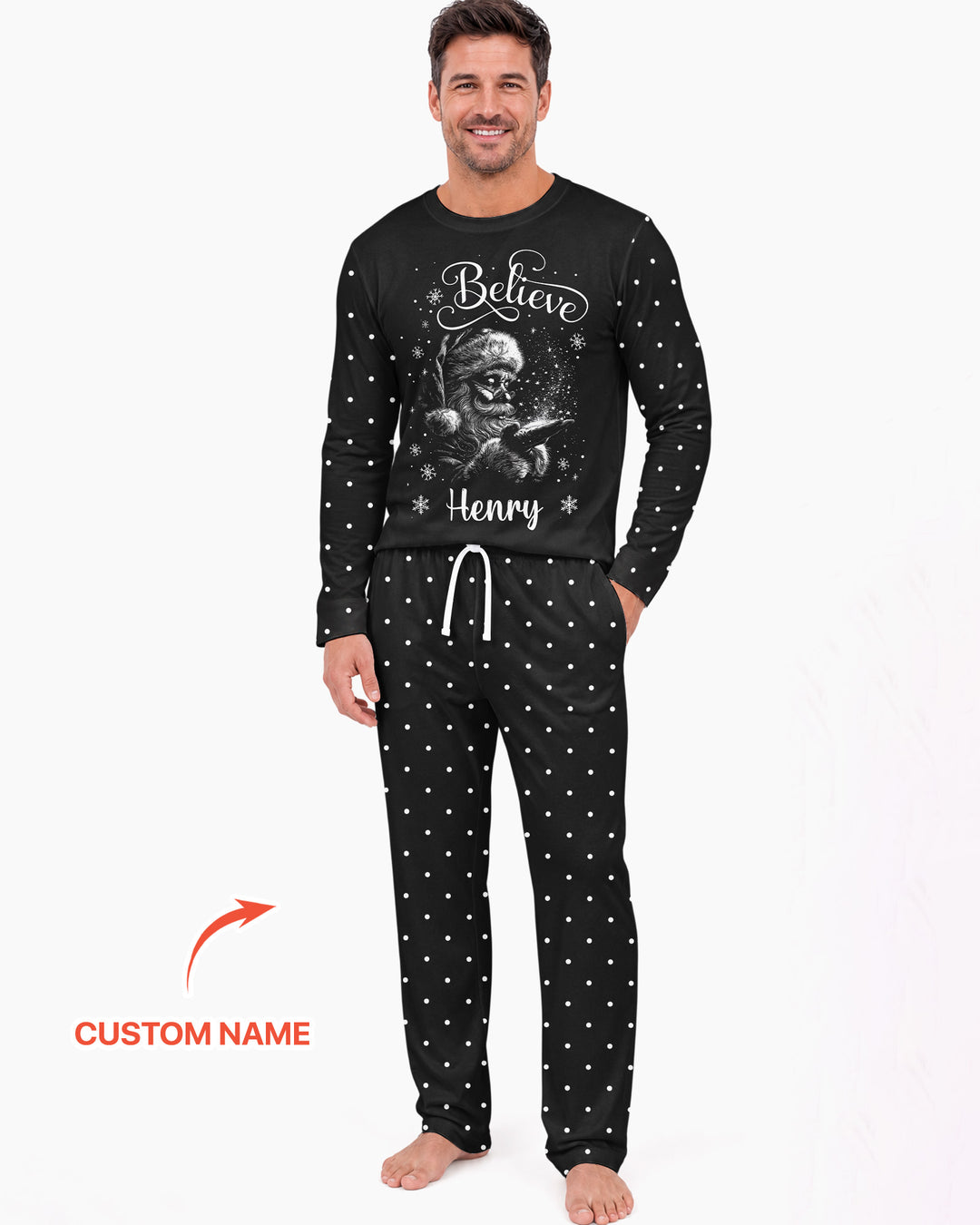 Custom Name Vintage Believe Santa Bamboo Men's Pajama Set