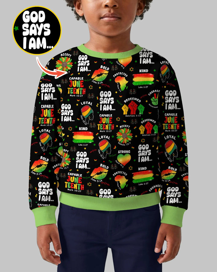 Gott sagt, ich bin Juneteenth Segnungen Bambus Rundhals-Sweatshirt