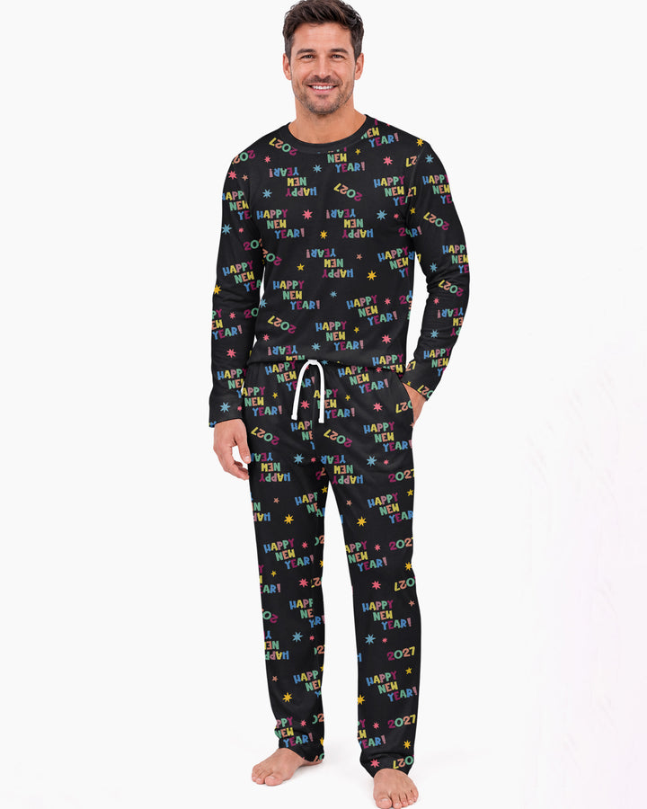 Retro Happy New Year 2027 Bamboo Men's Pajama Set