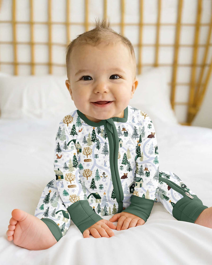 Winter Woodland Village Bamboo Convertible Zippy