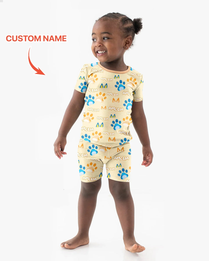 Zweiteiliges Pyjama-Set mit kurzen Ärmeln und Shorts im Sommer-Design