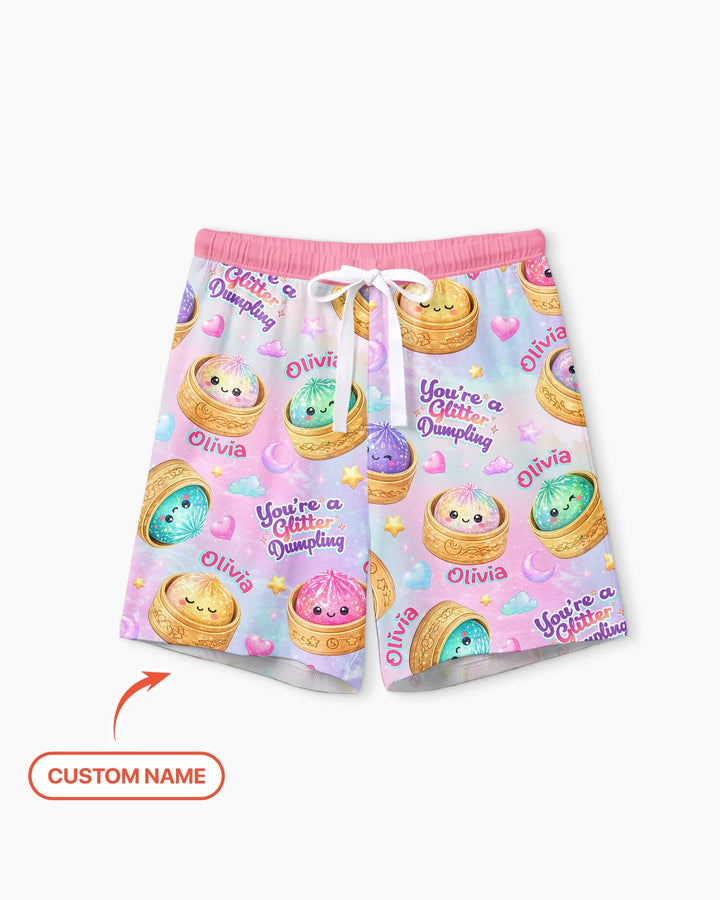 Custom Name You're A Glitter Dumpling Bamboo Women Short Sleeve Short Pajama Set