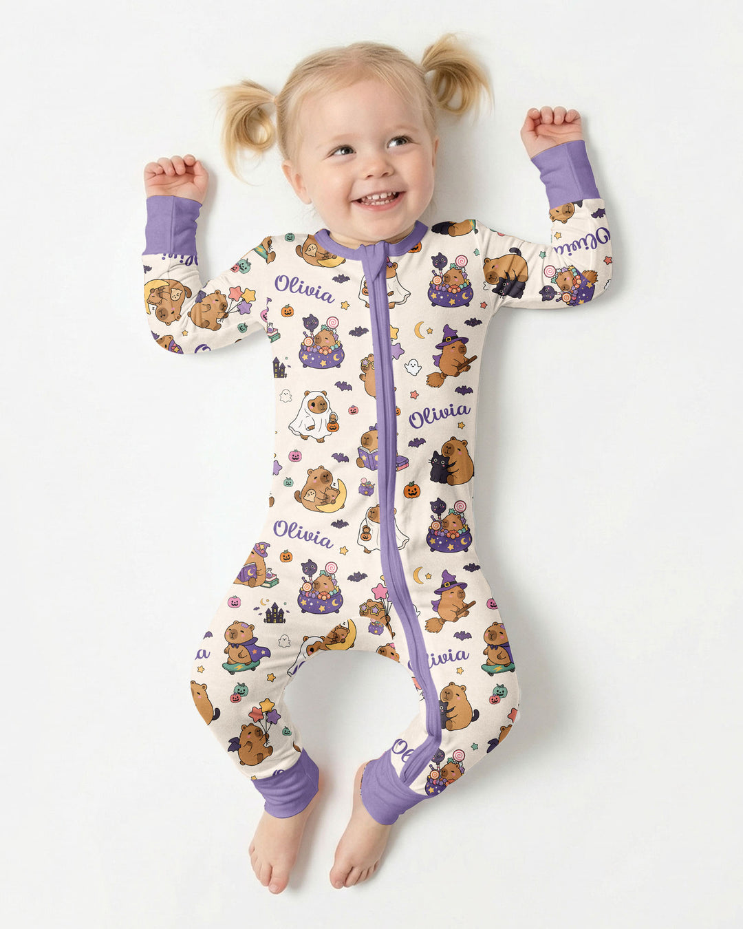 Custom Name Kawaii Halloween Capybara Bamboo Convertible Zippy