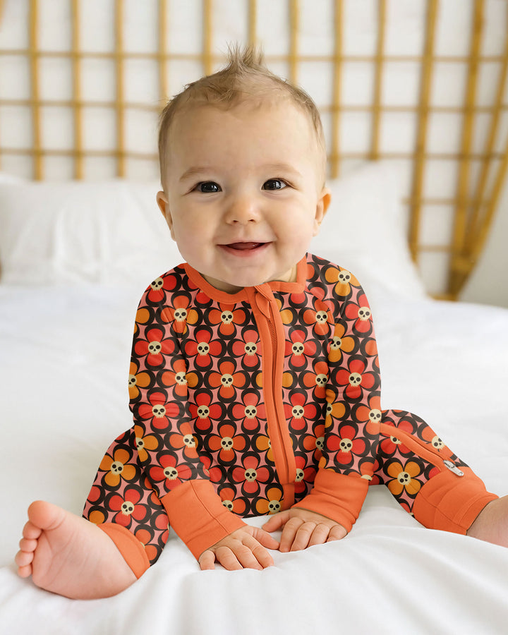 Retro Skull Flower Halloween Bamboo Convertible Zippy