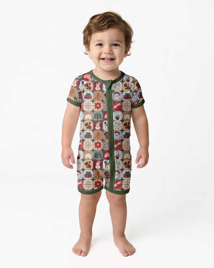 Christmas Felt Patchwork Bamboo Shorty Zippy