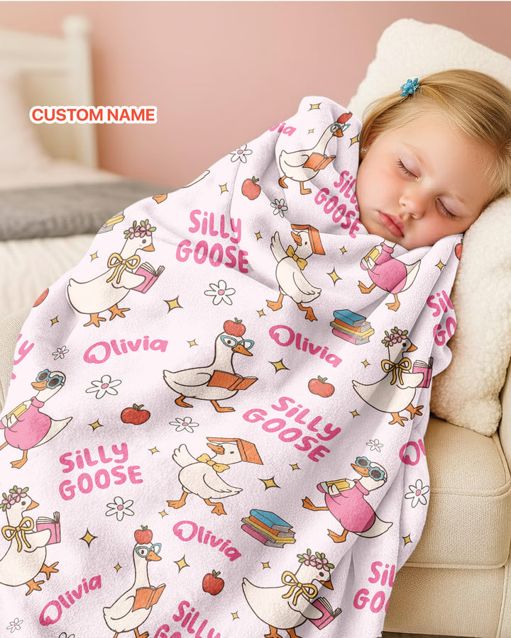 Custom Name Silly Goose Back to School Bamboo Blanket